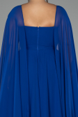 Robe Grande Taille Longue Mousseline Bleu Saxe ABU4161