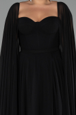 Robe Grande Taille Longue Mousseline Noir ABU4161