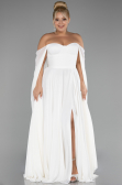 Robe Grande Taille Longue Mousseline Blanc ABU4161