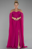 Robe Grande Taille Longue Mousseline Fushia ABU4161