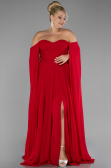 Robe Grande Taille Longue Mousseline Rouge ABU4161