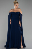 Robe Grande Taille Longue Mousseline Bleu Marine ABU4161