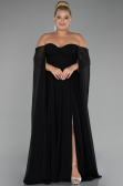 Robe Grande Taille Longue Mousseline Noir ABU4161
