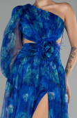Robe de Soirée Longue Bleu Saxe ABU4206