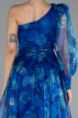 Robe de Soirée Longue Bleu Saxe ABU4206