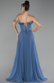 Robe de Soirée Longue Mousseline Indigo ABU4214
