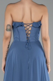 Robe de Soirée Longue Mousseline Indigo ABU4214