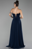 Robe de Soirée Longue Mousseline Bleu Marine ABU4214