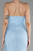 Robe De Soirée Squameuse Longue Bleu clair ABU3134