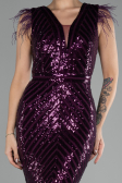 Robe de Soirée Longue Prune ABU881