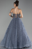 Robe De Soirée Longue Gris ABU3839