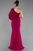 Robe De Soirée Mousseline Longue Fushia ABU3677