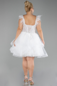 Robe De Fiançailles Grande Taille Courte Blanc ABK2087