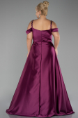 Robe De Fiançailles Grande Taille Longue Satin Prune ABU4207