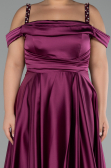 Robe De Fiançailles Grande Taille Longue Satin Prune ABU4207