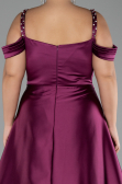 Robe De Fiançailles Grande Taille Longue Satin Prune ABU4207