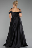 Robe De Fiançailles Grande Taille Longue Satin Noir ABU4207