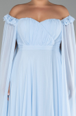 Robe Grande Taille Mousseline Longue Bleu clair ABU3464
