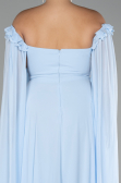 Robe Grande Taille Mousseline Longue Bleu clair ABU3464