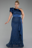 Robe De Fiançailles Grande Taille Longue Bleu Marine ABU4060