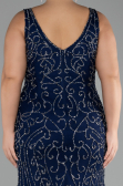Robe De Fiançailles Grande Taille Longue Bleu Marine ABU4008