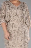 Robe De Fiançailles Grande Taille Longue Beige ABU3732