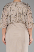 Robe De Fiançailles Grande Taille Longue Beige ABU3732