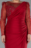 Robe De Soirée Grande Taille Longue Rouge ABU4119