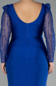 Robe De Soirée Grande Taille Longue Bleu Saxe ABU4119