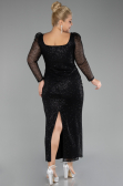 Robe de Soirée Grande Taille Midi Squameuse Noir ABK2138