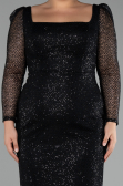 Robe de Soirée Grande Taille Midi Squameuse Noir ABK2138