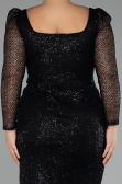 Robe de Soirée Grande Taille Midi Squameuse Noir ABK2138