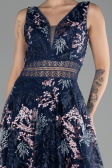 Robe de Soirée Longue Lacé Bleu Marine ABU4244