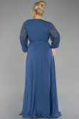 Robe De Soirée Grande Taille Longue Mousseline Indigo ABU4257