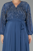 Robe De Soirée Grande Taille Longue Mousseline Indigo ABU4257