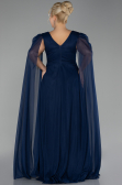 Robe De Fiançailles Grande Taille Longue Bleu Marine ABU4259