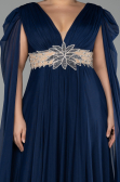 Robe De Fiançailles Grande Taille Longue Bleu Marine ABU4259
