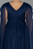 Robe De Fiançailles Grande Taille Longue Bleu Marine ABU4259