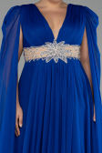 Robe De Fiançailles Grande Taille Longue Bleu Saxe ABU4259