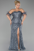 Robe de Soirée Grande Taille Longue Anthracite ABU4149