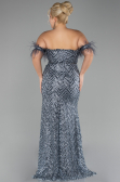 Robe de Soirée Grande Taille Longue Anthracite ABU4149