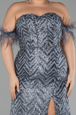 Robe de Soirée Grande Taille Longue Anthracite ABU4149