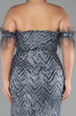 Robe de Soirée Grande Taille Longue Anthracite ABU4149