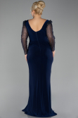 Robe de Soirée Grande Taille Longue Bleu Marine ABU4119