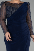 Robe de Soirée Grande Taille Longue Bleu Marine ABU4119