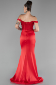 Robe de Soirée Longue Satin Rouge ABU4264