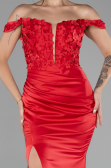 Robe de Soirée Longue Satin Rouge ABU4264