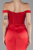 Robe de Soirée Longue Satin Rouge ABU4264