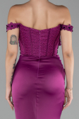Robe de Soirée Longue Satin Prune ABU4264