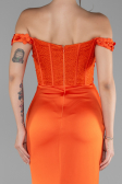 Robe de Soirée Longue Satin Orange ABU4264